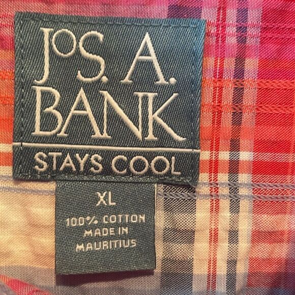 Jos. A Bank  Plaid Short Sleeve Button Down Shirt Men's XL - Picture 3 of 4
